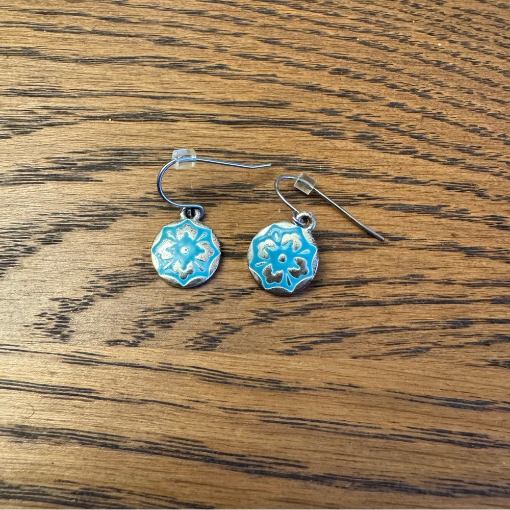 Blue turquoise Native Vintage Western Style Floral Earrings Cosmetic